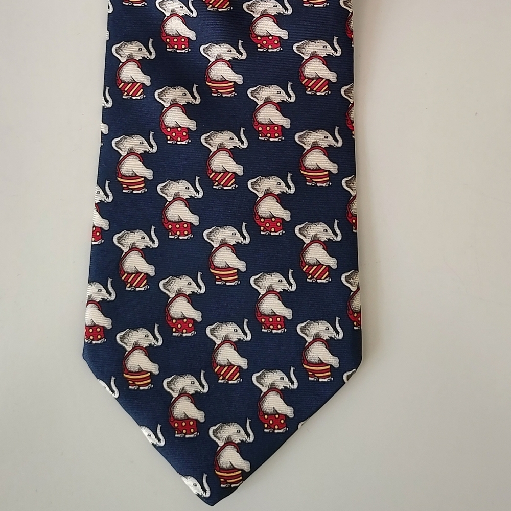 Brooks Brothers Silk Repp Navy Circus Elephant Tie